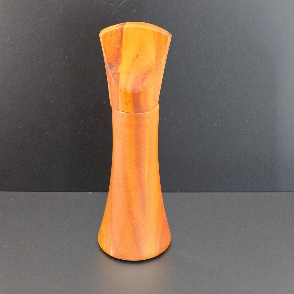 Nambe Wood Pepper Mill‎ Grinder 10 Inch Tall Mid Century Modern Sculptural Brown